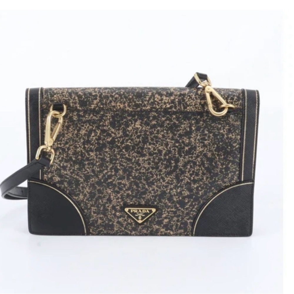 Prada Black Leather Crossbody with Gold Speckle Detail - Picture 7 of 10